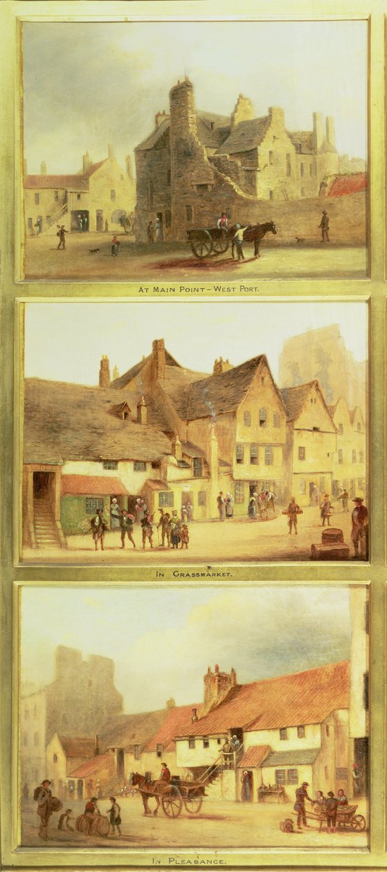 Main Point West Port, Grassmarket a Pleasance, detail z Edinburghu: Devět pohledů na staré město od Scottish School