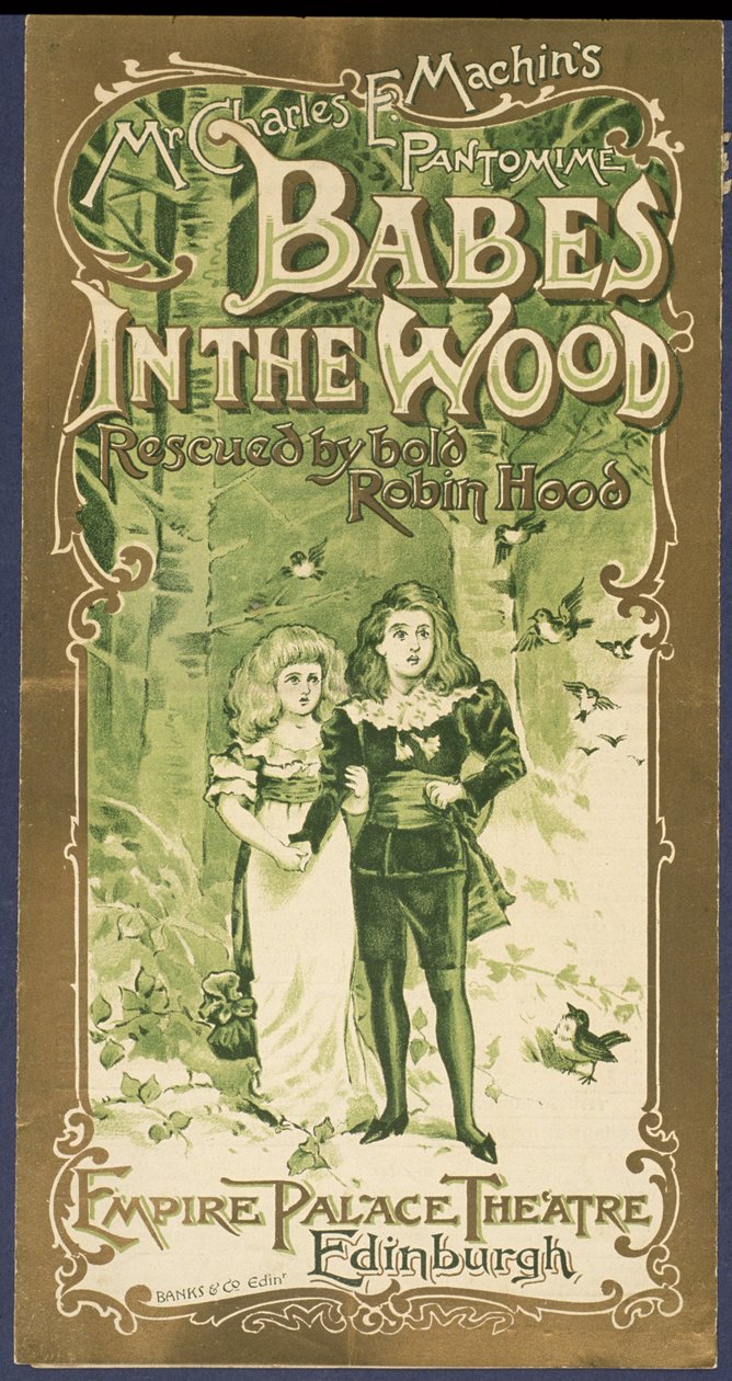 Obálka programu představení Babes in the Wood v divadle Empire Palace v Edinburghu od Scottish School