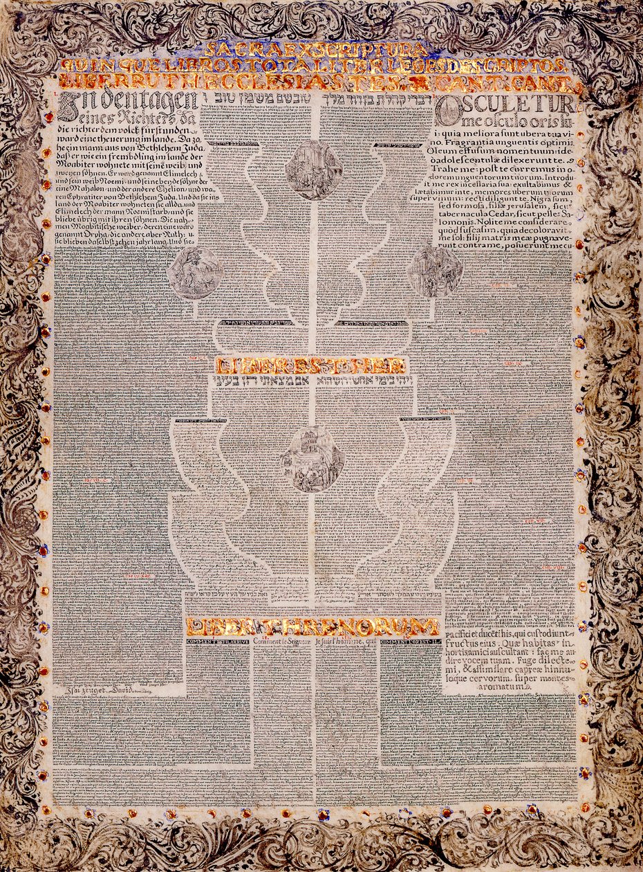 The Five Scrolls in multilingual micrography Ruth, Song of Songs, Ecclesiastes, Esther, and Lamentat ... od Scribe and illuminator  Aaron Wolf Herlingen