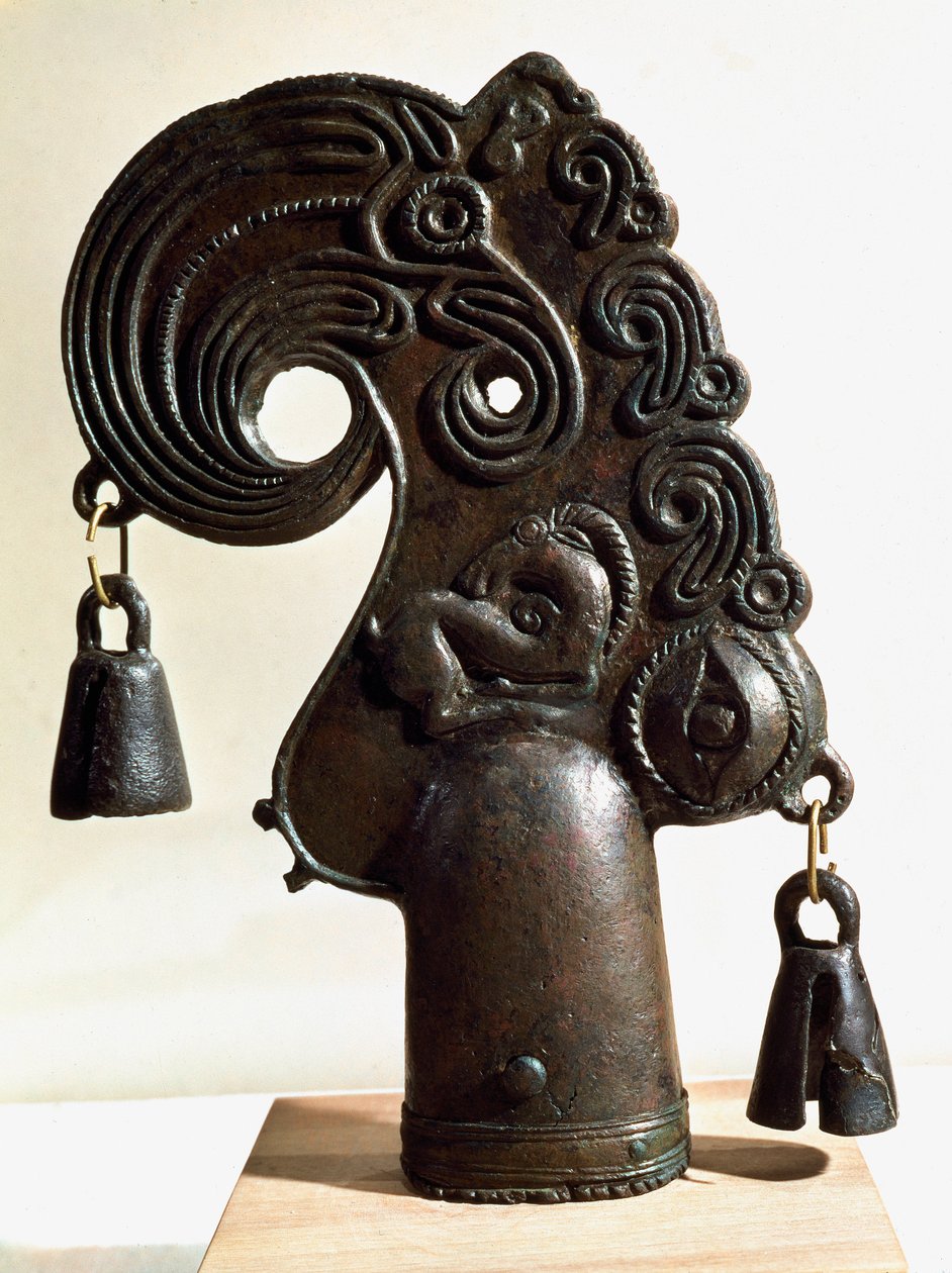 Art Scythia (Scythic Civilization nebo Skythia): Bronzový hrot kopí zdobí fantastické zvíře. Z Ulski (Kuban), Severní Kavkaz v Rusku, 4. století př. Kr. Výška: 28 cm. Muzeum Ermitáž Petrohrad od Scythian