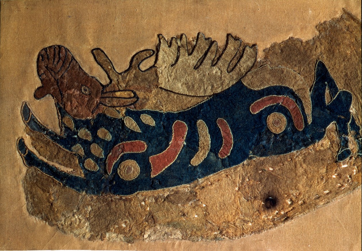 Art Scythe (Scythic Civilization nebo Skythia): fragment plstěného povlaku sedla. Petrohrad, Ermitáž muzeum od Scythian Scythian