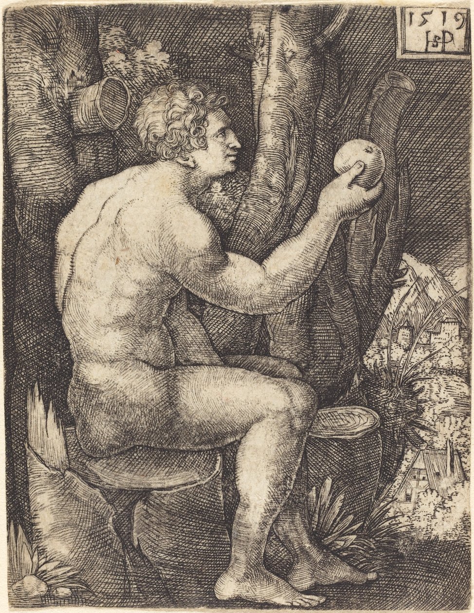 Adam sedí od Sebald Beham