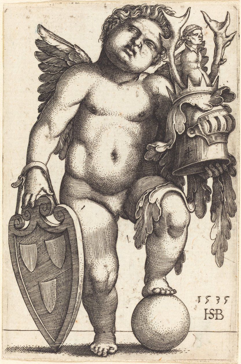 Ženský génius držící erb od Sebald Beham