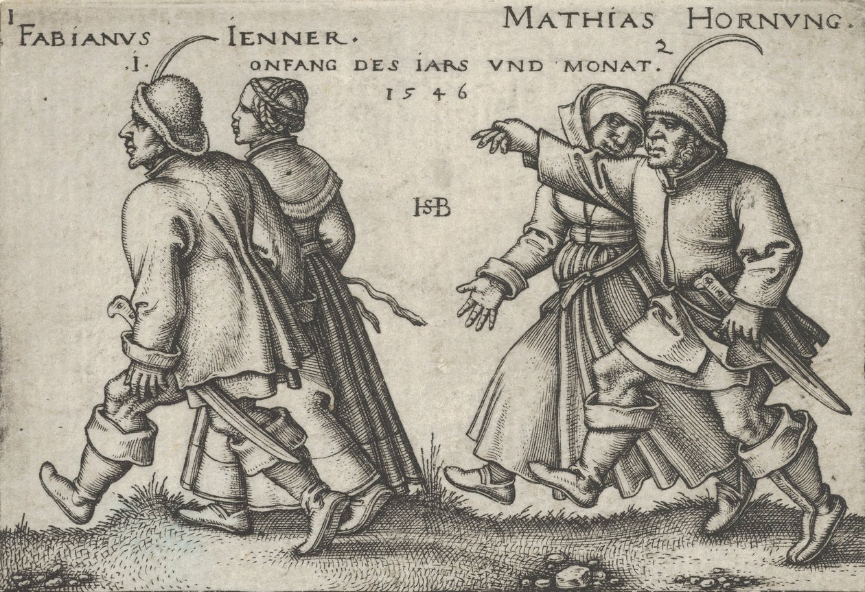 Leden a únor, od Selských hodů aneb Dvanáct měsíců, 1546. od Sebald Beham