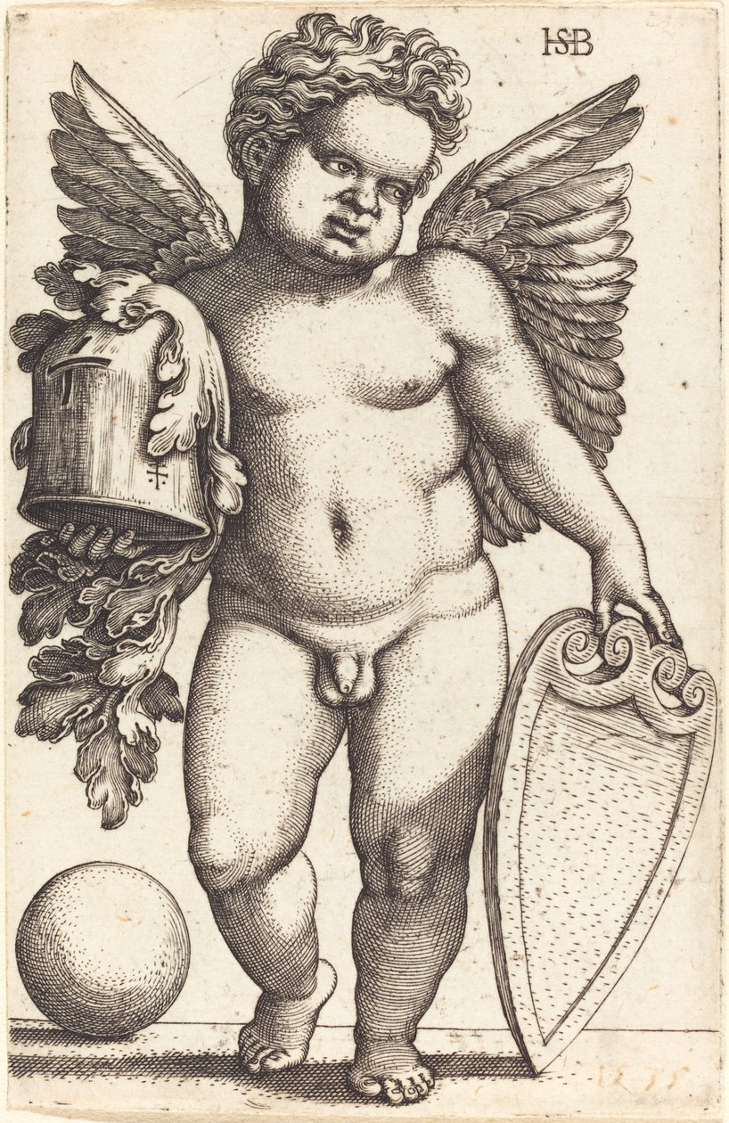 Mužský génius držící erb od Sebald Beham