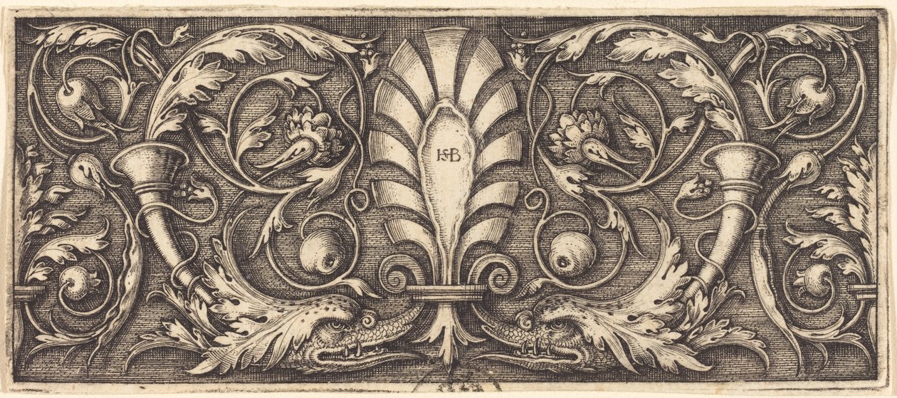 Ornament se dvěma groteskními delfíny od Sebald Beham