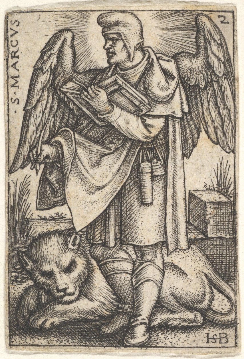 Deska 2: Svatý Marek, hlavu otočenou z profilu doleva, s otevřenou knihou v pravici..., 1541. od Sebald Beham