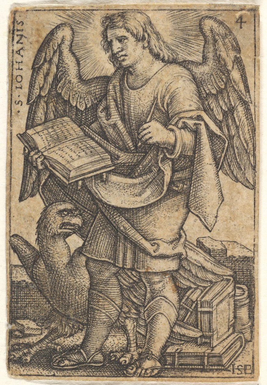 Deska 4: Svatý Jan s hlavou otočenou o tři čtvrtiny doleva, s knihou v ruce, 1541. od Sebald Beham