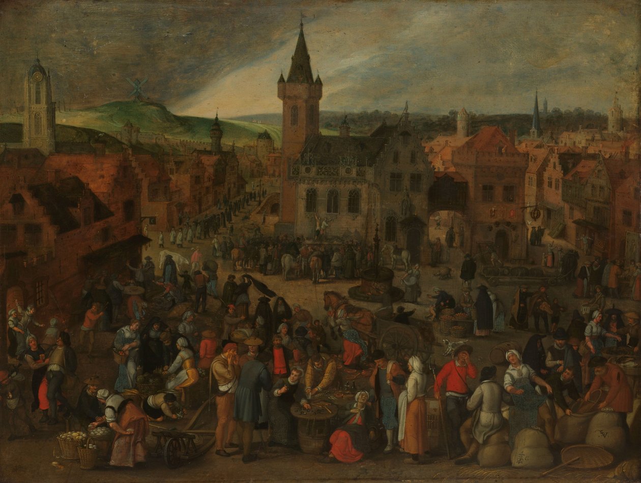 Trhový den ve vlámském městě od Sebastiaen Vrancx