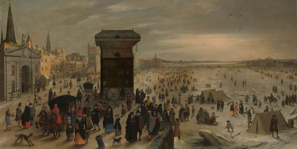 Jeřáb na Antverpském nábřeží u Frozen Scheldt od Sebastiaen Vrancx