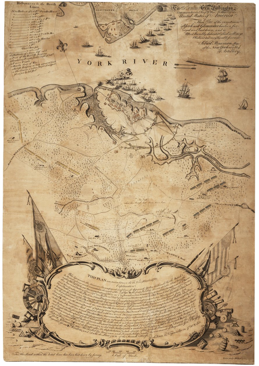 Plán investice Yorku a Gloucesteru (Va.) [Yorktown], cca únor 1782 od Sebastian Bauman