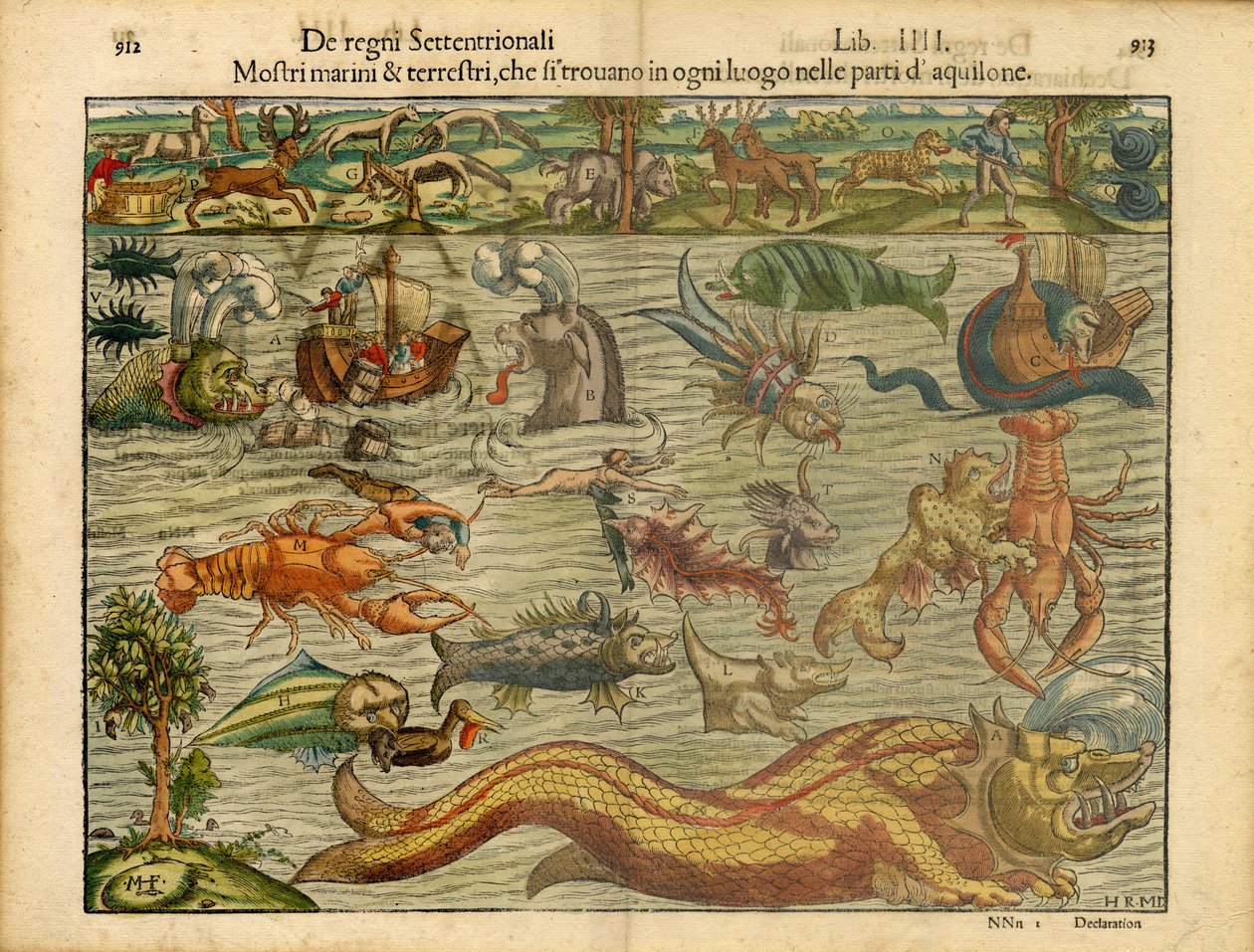 Příšery moře a souše... (Příšery moře a souše...) od Sebastian & Magnus Olaus (1490-1557) Münster