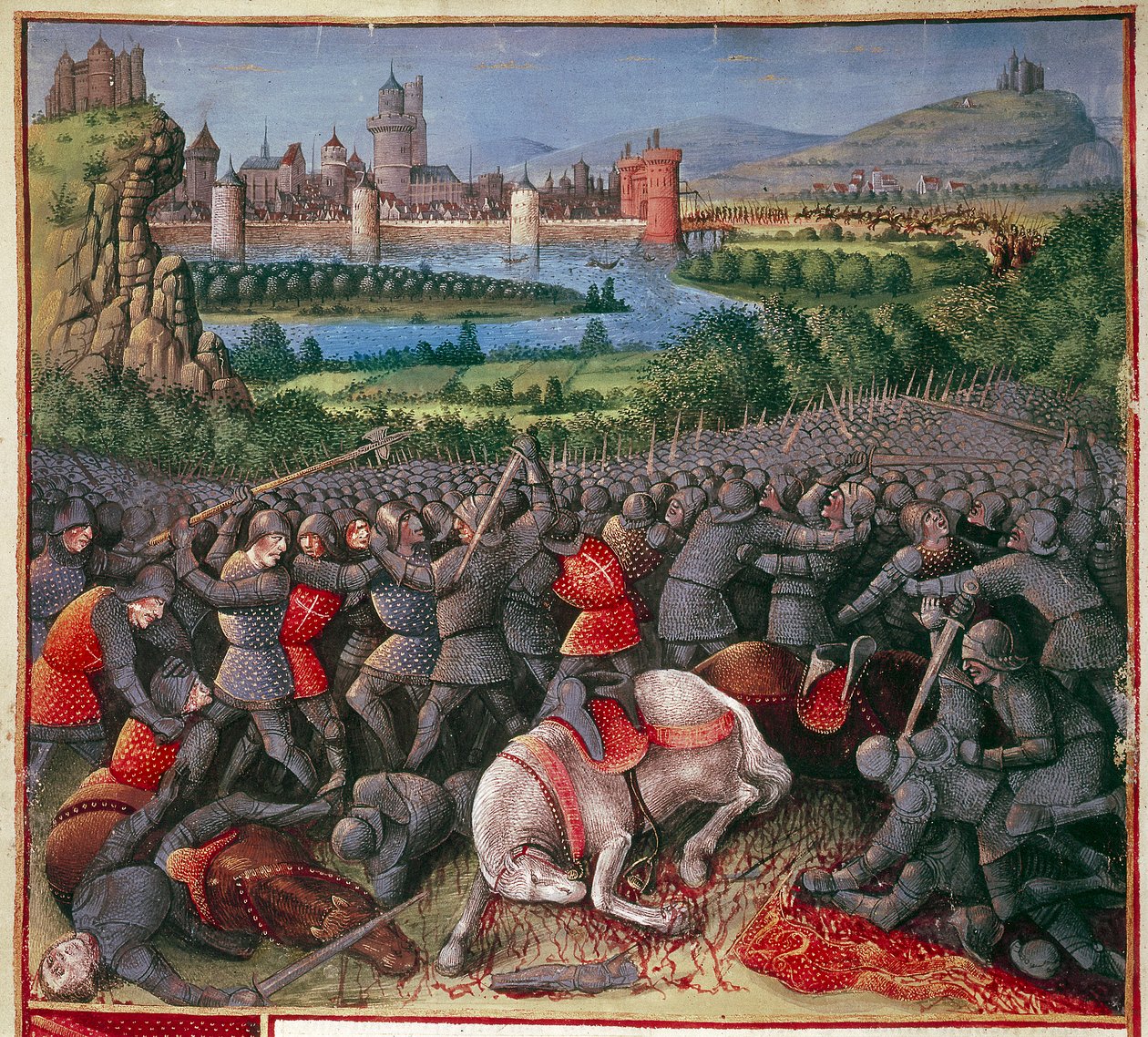 Bitva během First Crusade Peoples Crusade, 1096-1099, c1490 od Sebastian Marmoret