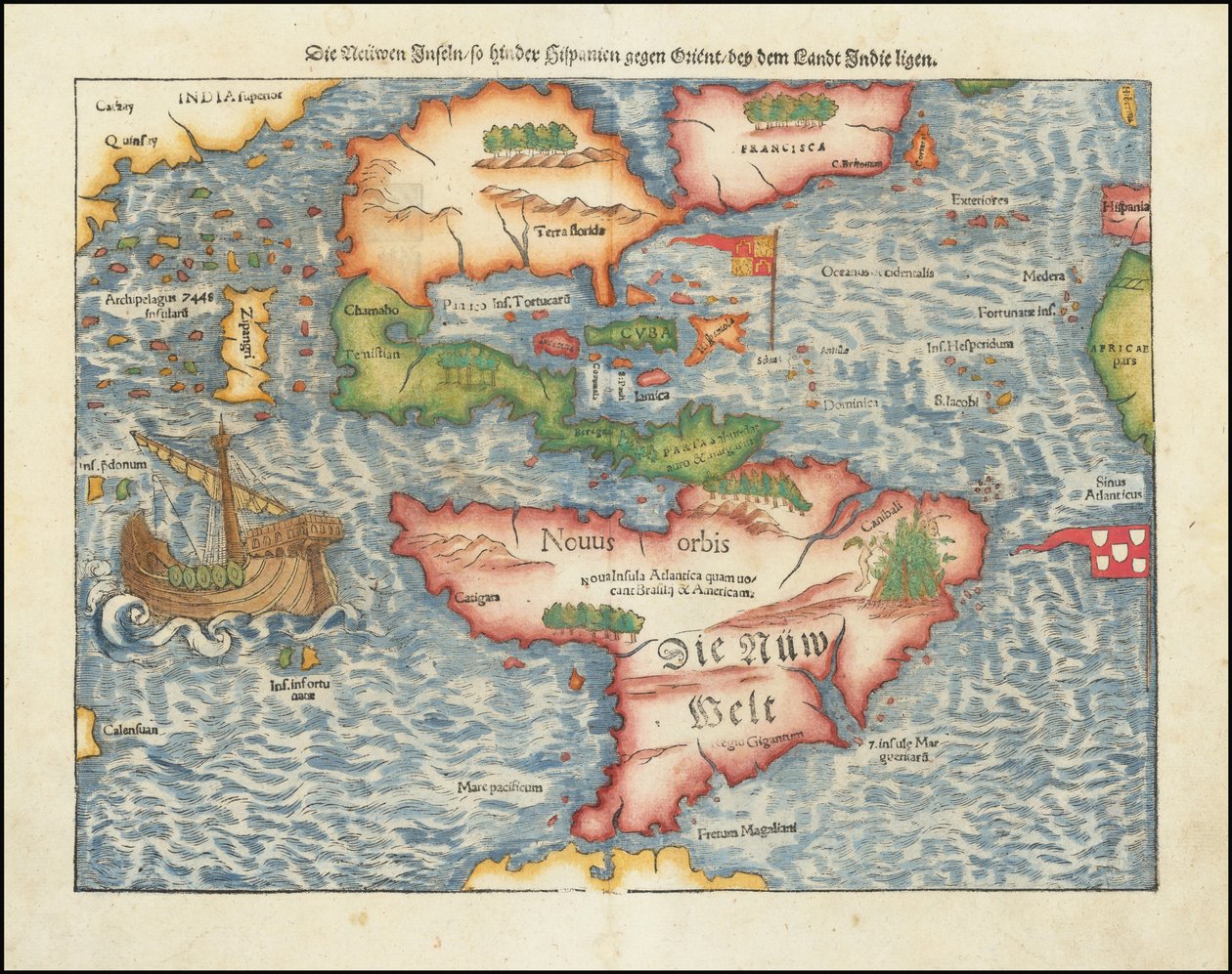 Mapa Ameriky z roku 1561, Sebastian Münster od Sebastian Munster