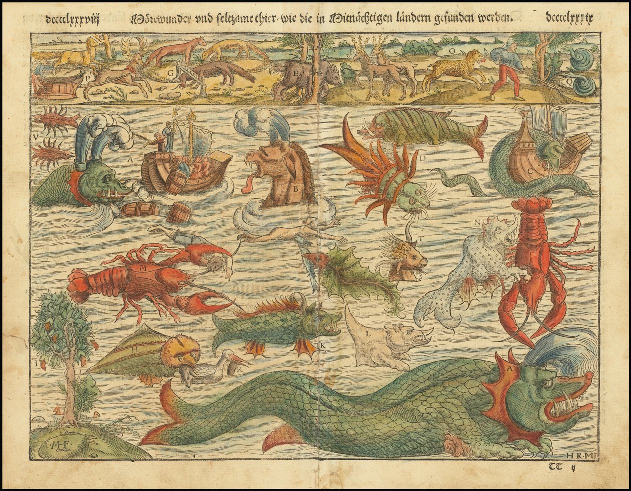 Vydání mapy mořských příšer Sebastiana Münstera z roku 1570 od Sebastian Munster