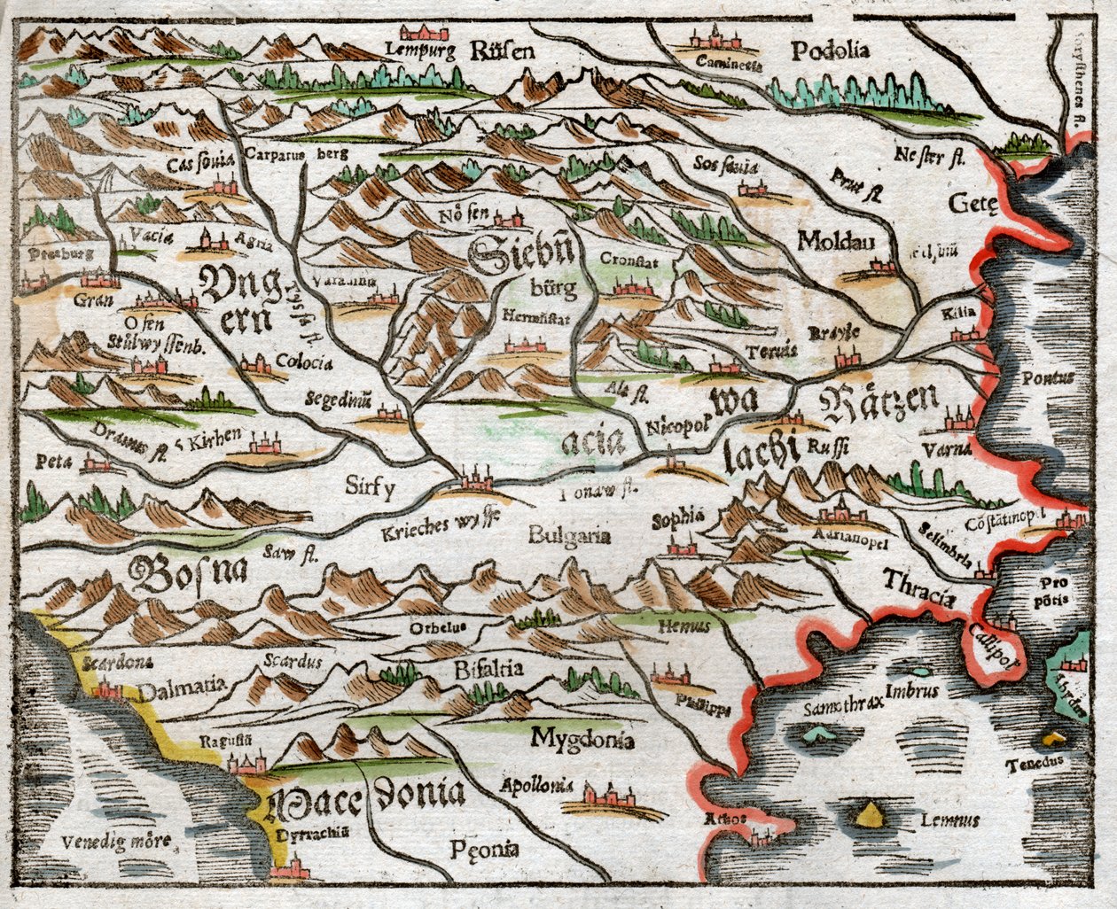 Východní Evropa a Balkán 1575 od Sebastian Munster