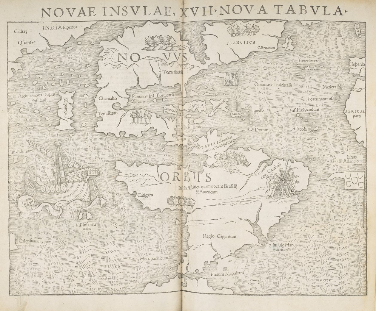 Mapa Severní Ameriky, Nové ostrovy, 17 nových map, Sebastian Munster od Sebastian Munster