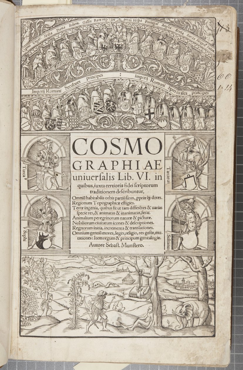 Titulní strana Cosmographia, 1544 od Sebastian Munster