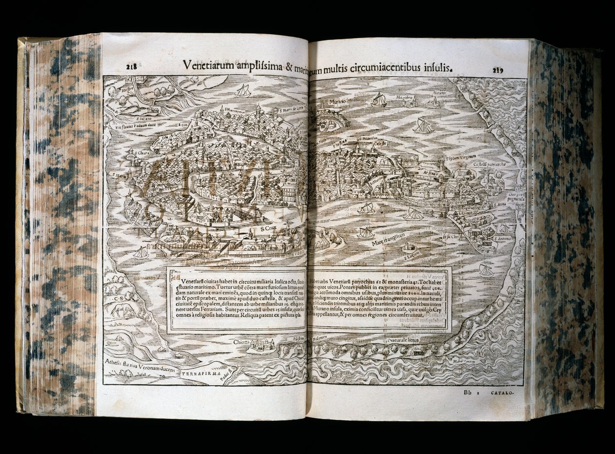 Benátky, ilustrace z Cosmographia, Sebastian Munster (1488-1552), dřevoryt, 31x22 cm, tisk H. Petri, Basilej od Sebastian Munster