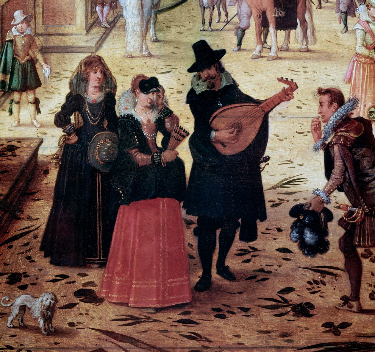 Krajina s vilou Medicis v Římě, Itálie (Krajina s vilou Medicis, Řím, Itálie) Detail Elegantní chodci a hudebníci v parku - obraz Sebastiana Vrancxe (1573-1647) 17. století Neapol Museo Nazionale di Capodimonte od Sebastian Vrancx