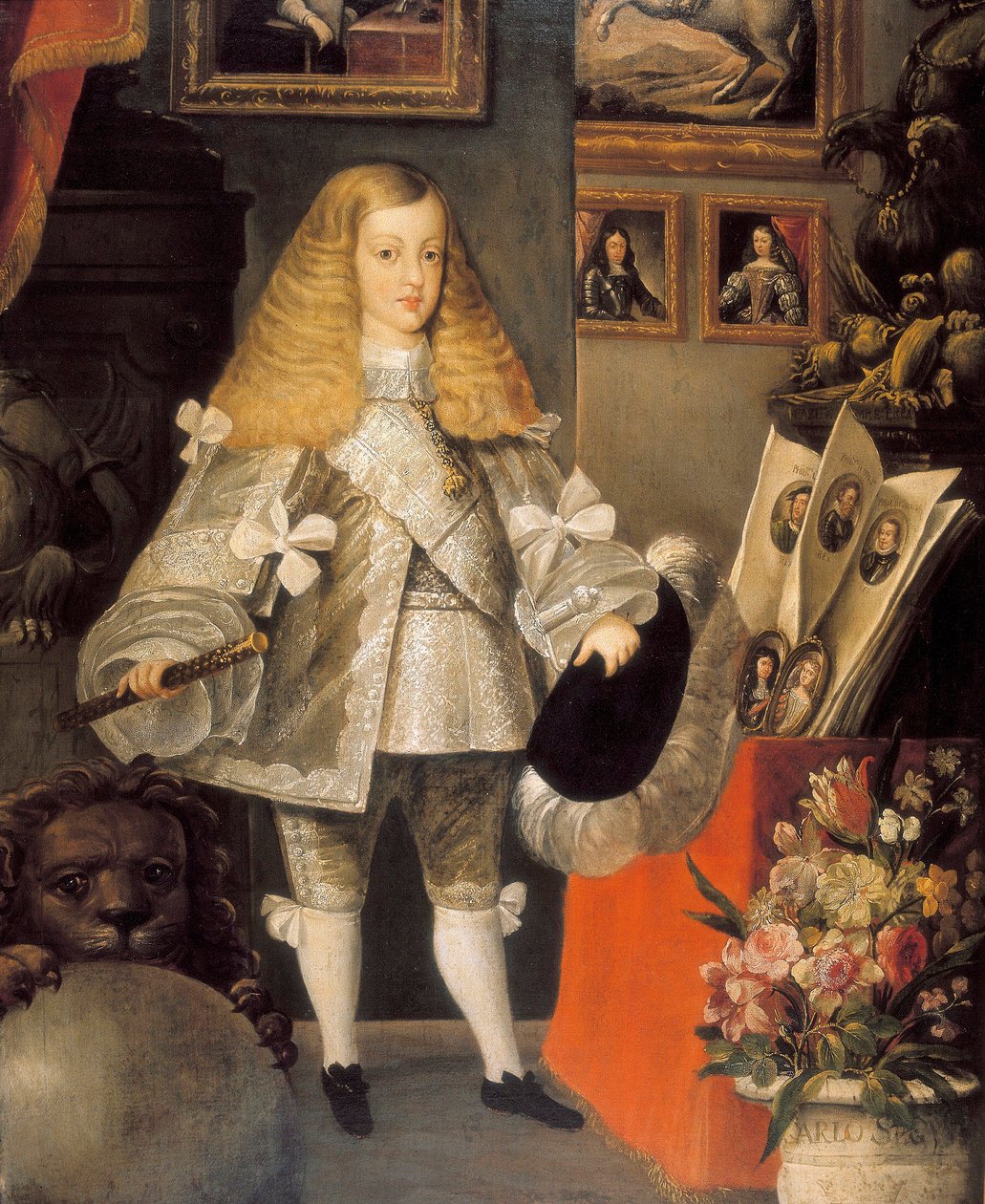 „Portrét dítěte Karla II. Španělského (1661-1700)“ Detail. Obraz připisovaný Sebastianovi od Herrery Barnueva (1619-1671). 17. století. od Sebastian de (attr.to) Herrera Barnuevo