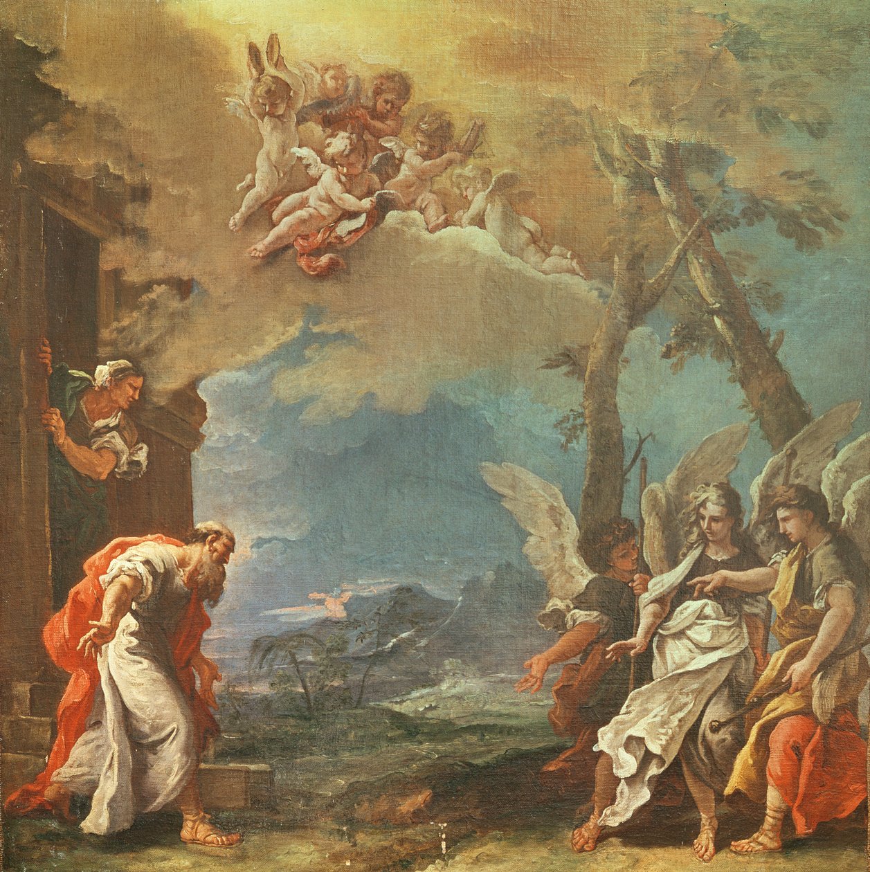 Abraham vítá anděly, kolem roku 1695 od Sebastiano Ricci