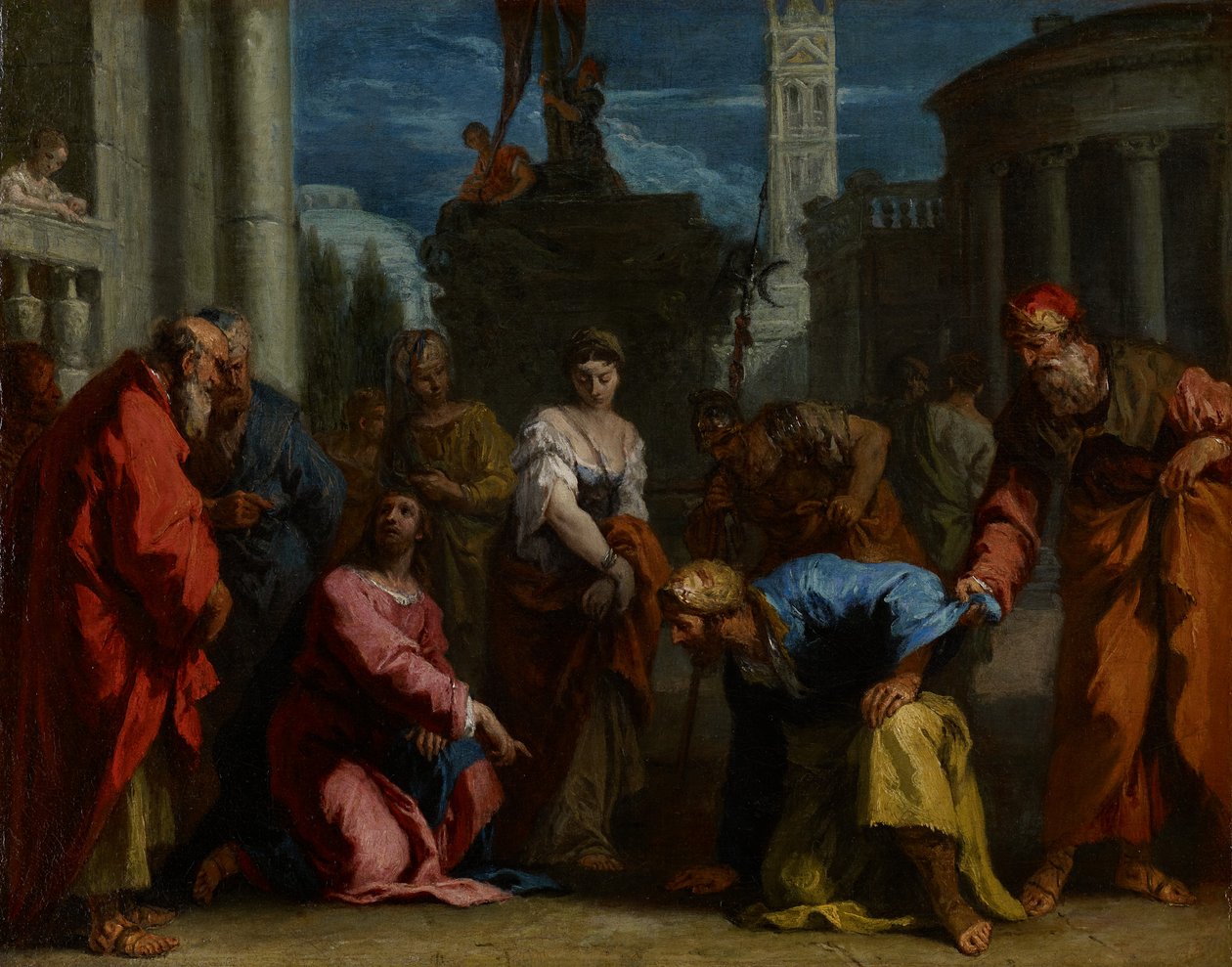 Kristus a žena přistižená v cizoložství, kolem roku 1710 od Sebastiano Ricci
