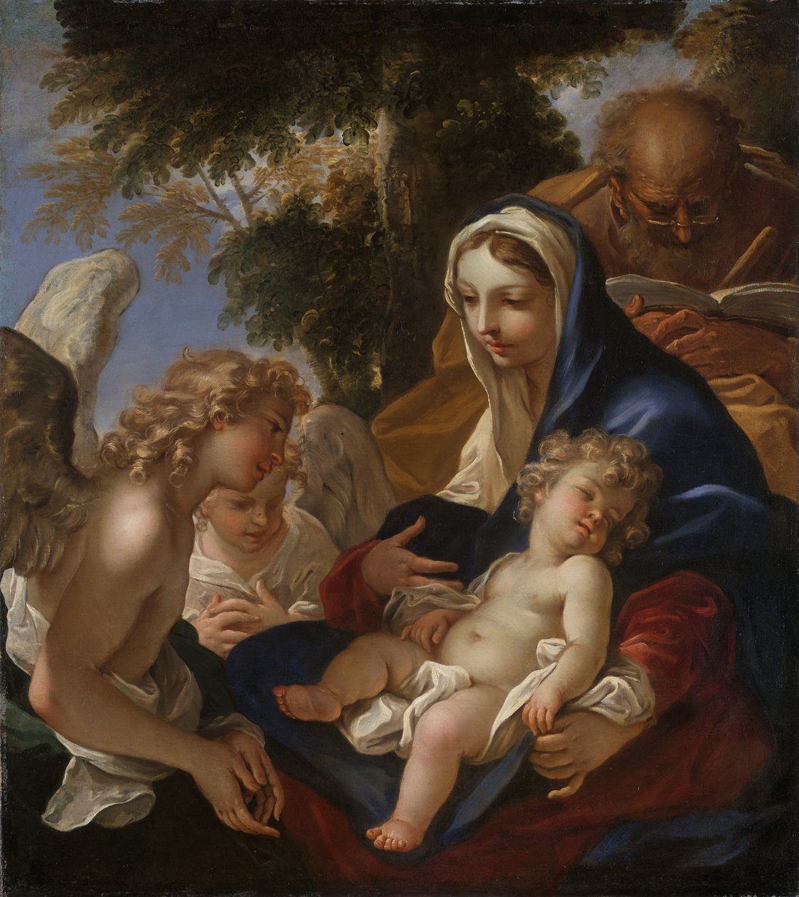 Svatá rodina s anděly, kolem roku 1700 od Sebastiano Ricci