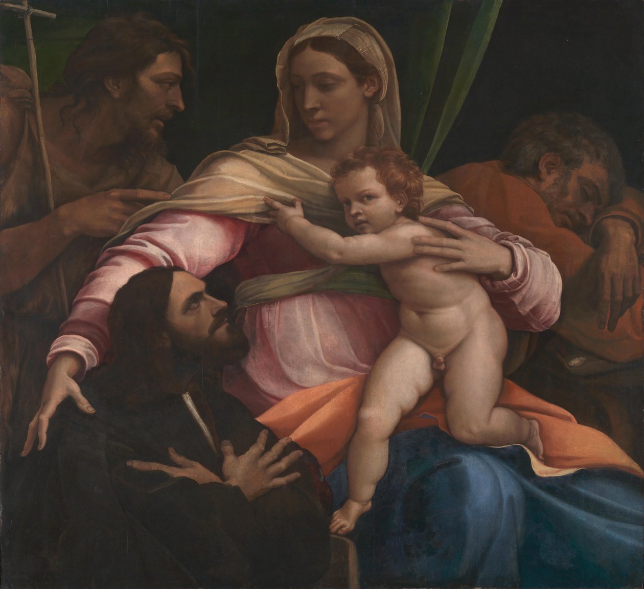Madonna a dítě s SS. Josef a Jan Křtitel a dárce (panel) od Sebastiano del Piombo