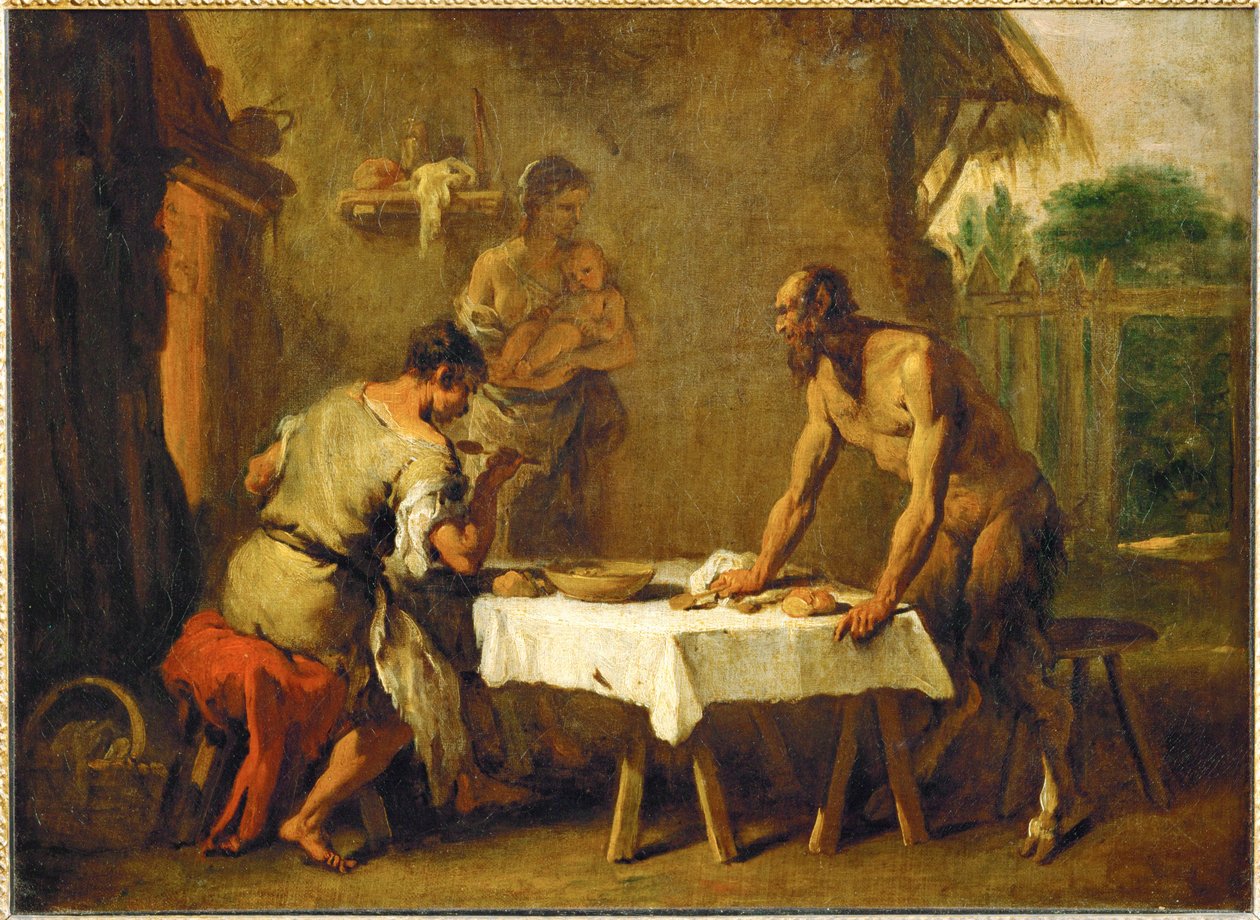 Le satyr et le paysan - Satyr a rolník, Ezopova bajka ... od Sebastiano (attr. to) Ricci