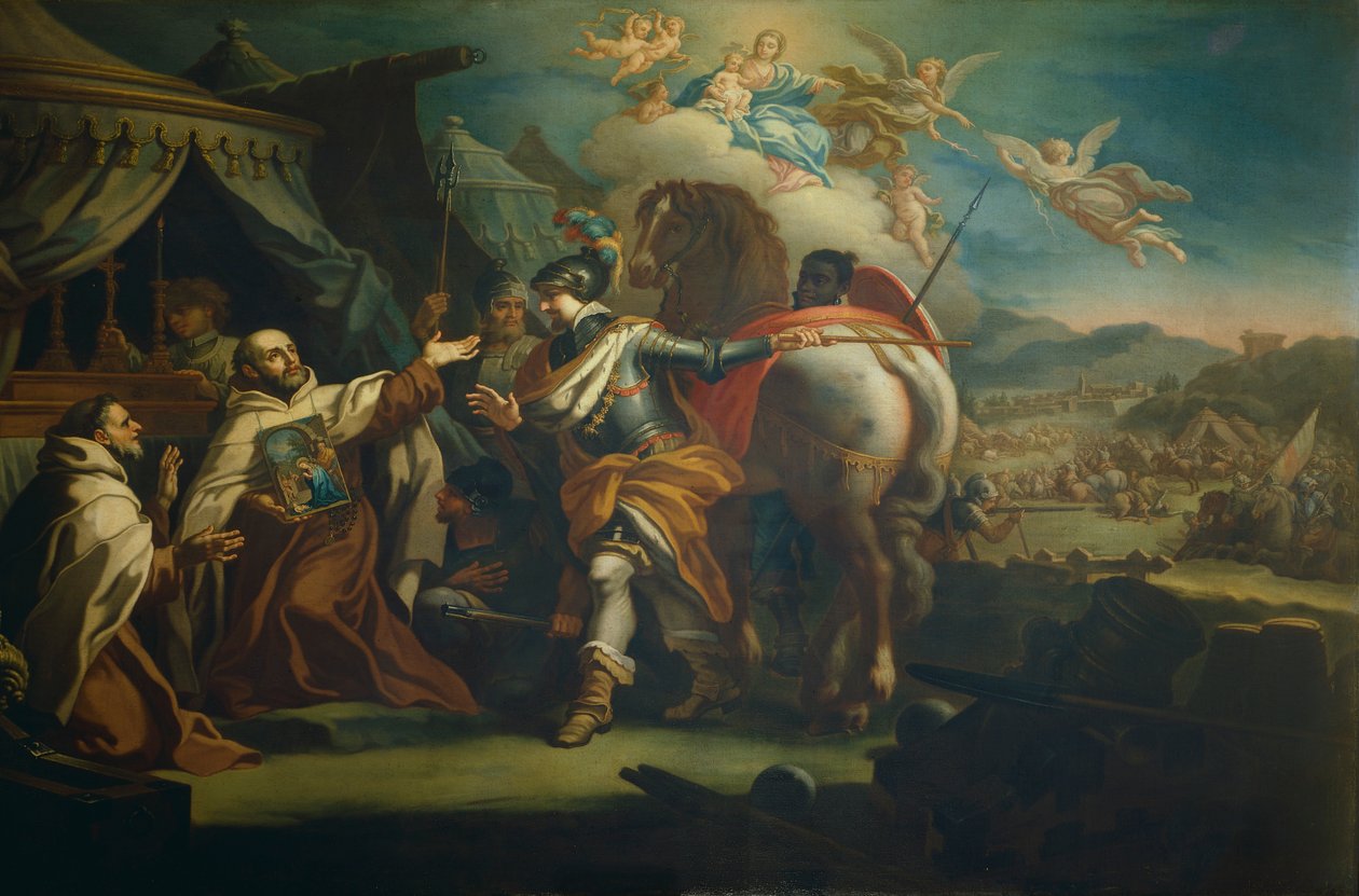 Doručení uctívaného obrazu Panny Marie Vítězné otci Domenico di Gesu Maria, Sebastiano Conca (1680-1764) Kostel Santa Maria della Vittoria, Řím, Itálie od Sebastiano Conca