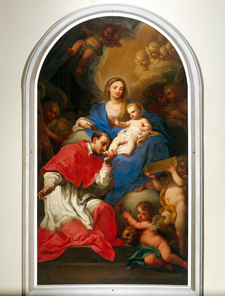 Panna Maria a svatý Karel Boromejský od Sebastiana Conca (1680-1764) Aula Magna (přednáškové divadlo) univerzitního paláce v Turíně od Sebastiano Conca