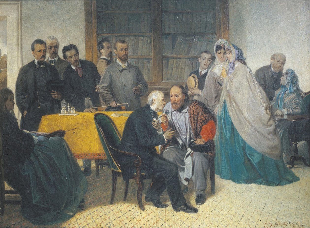 Giuseppe Garibaldi na návštěvě u Alessandra Manzoniho 15. března 1862 od Sebastiano de Albertis