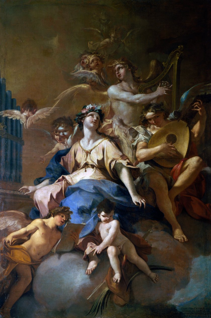 Sláva svaté Cecílie s hudebními anděly, kolem roku 1720 (olej na plátně) od Sebastiano Galeotti