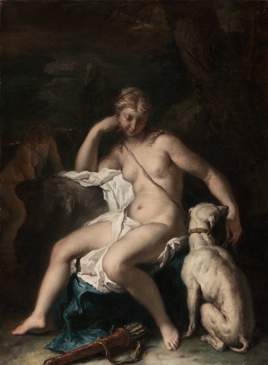 Diana a její pes, kolem 1717-20 (olej na plátně) od Sebastiano Ricci