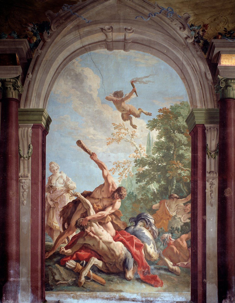 Héraklés a kentaur Nessos - Freska od Sebastiano Ricci
