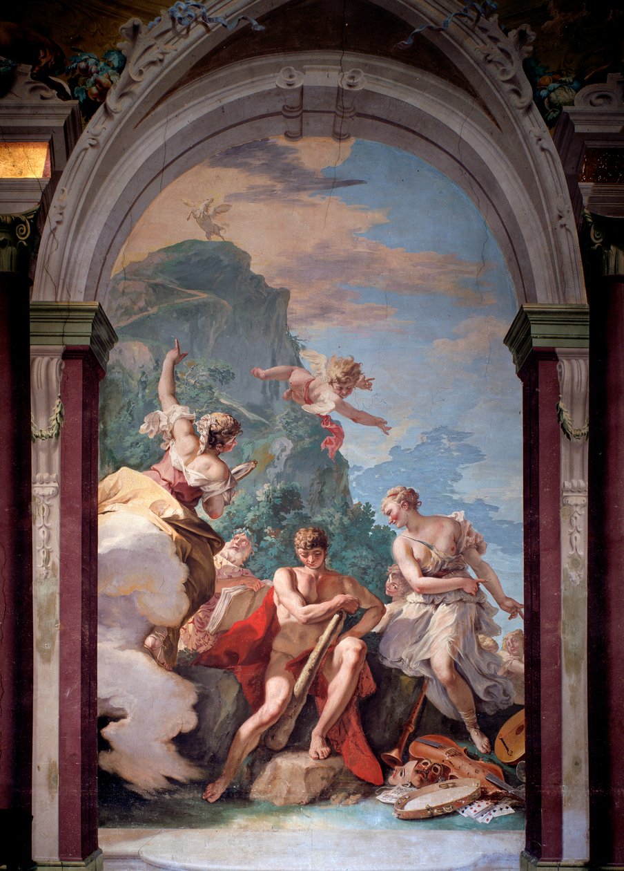 Herkules na křižovatce mezi neřestí a ctností - Freska od Sebastiano Ricci