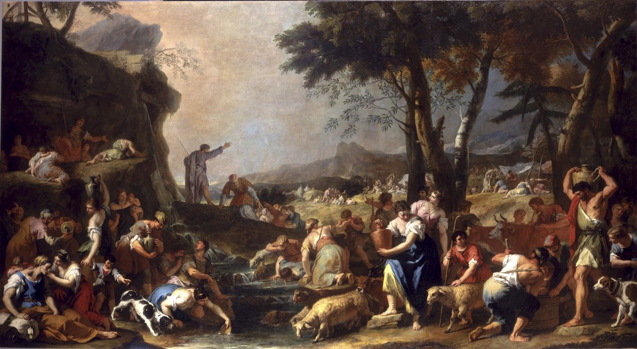 Mojžíš nechává vytékat vodu ze skály, 1725-26 od Sebastiano Ricci