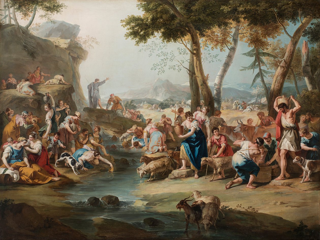 Mojžíš udeřil do skály. od Sebastiano Ricci
