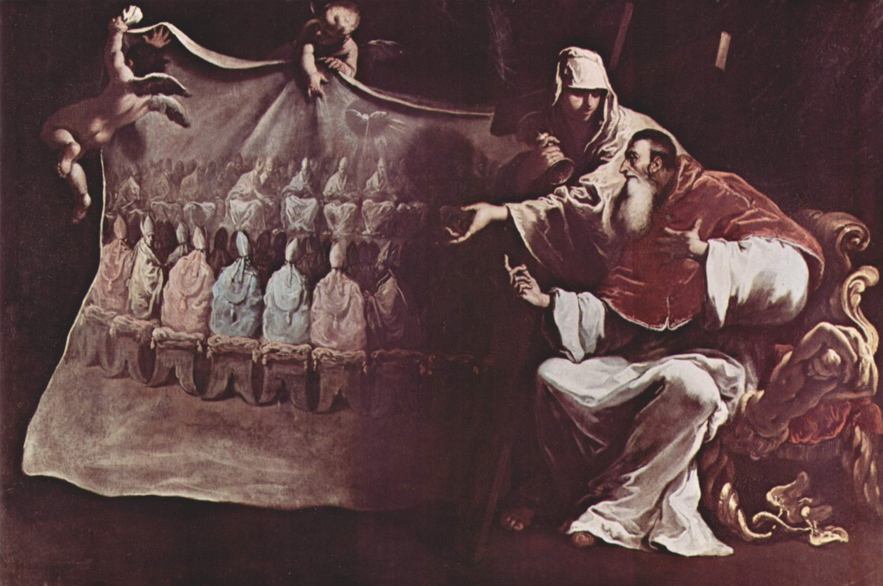 Papež Pavel III oživený vírou v ekumenický koncil od Sebastiano Ricci