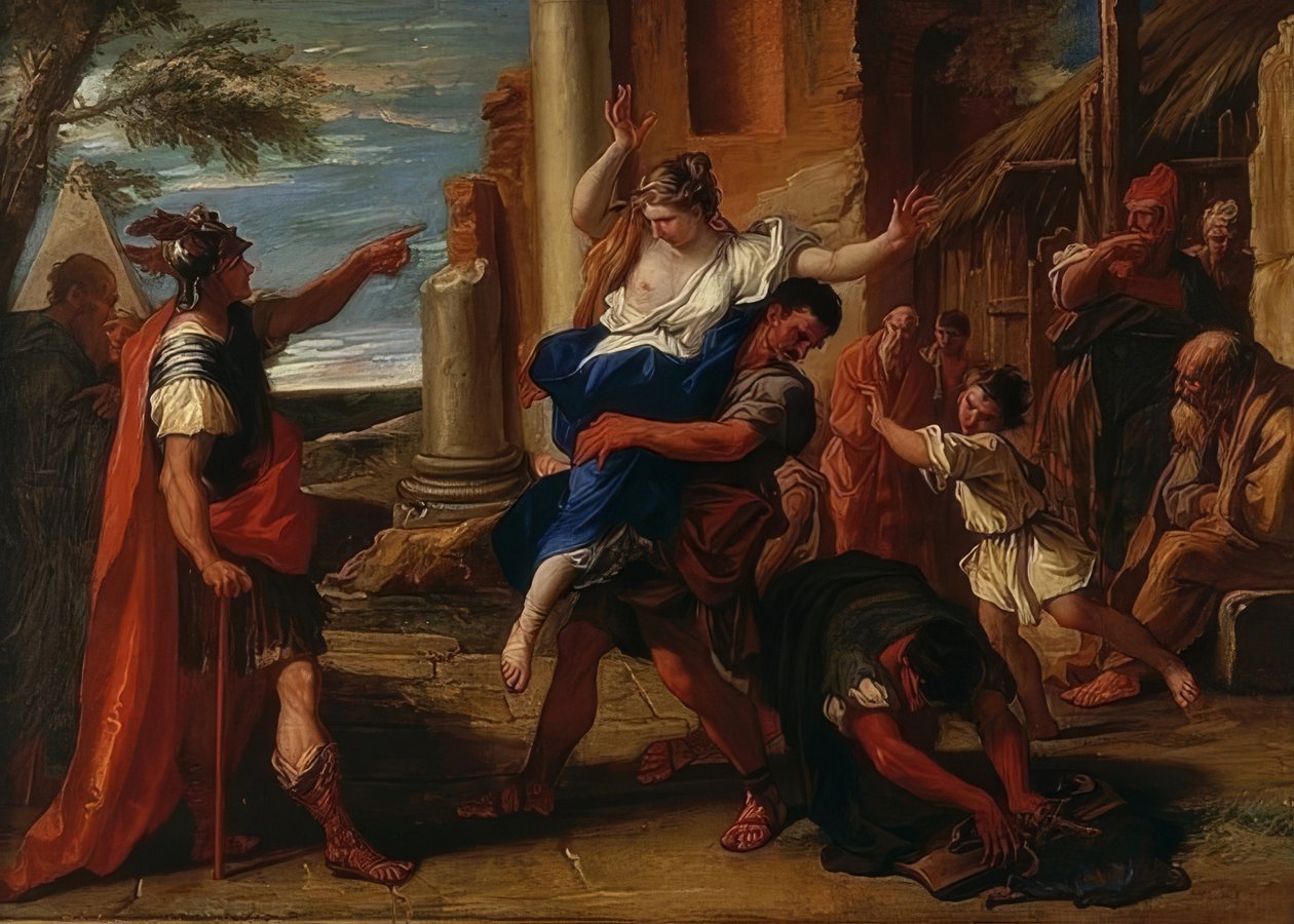Loupež Diny. Kolem 1700 od Sebastiano Ricci