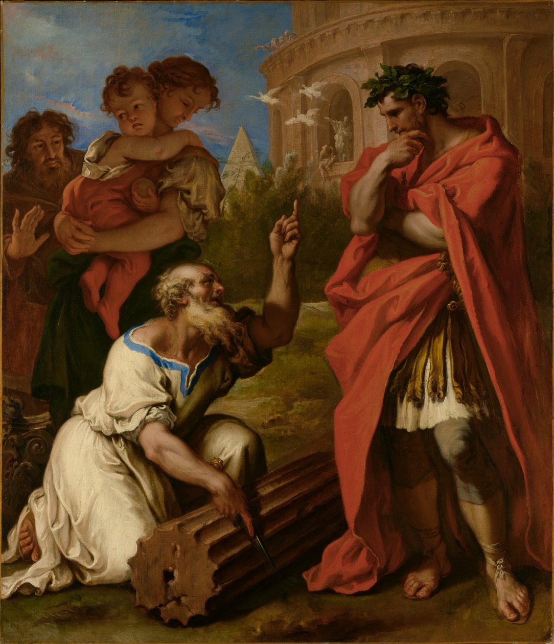 Tarquinius Starší se radí s Attem Naviem od Sebastiano Ricci