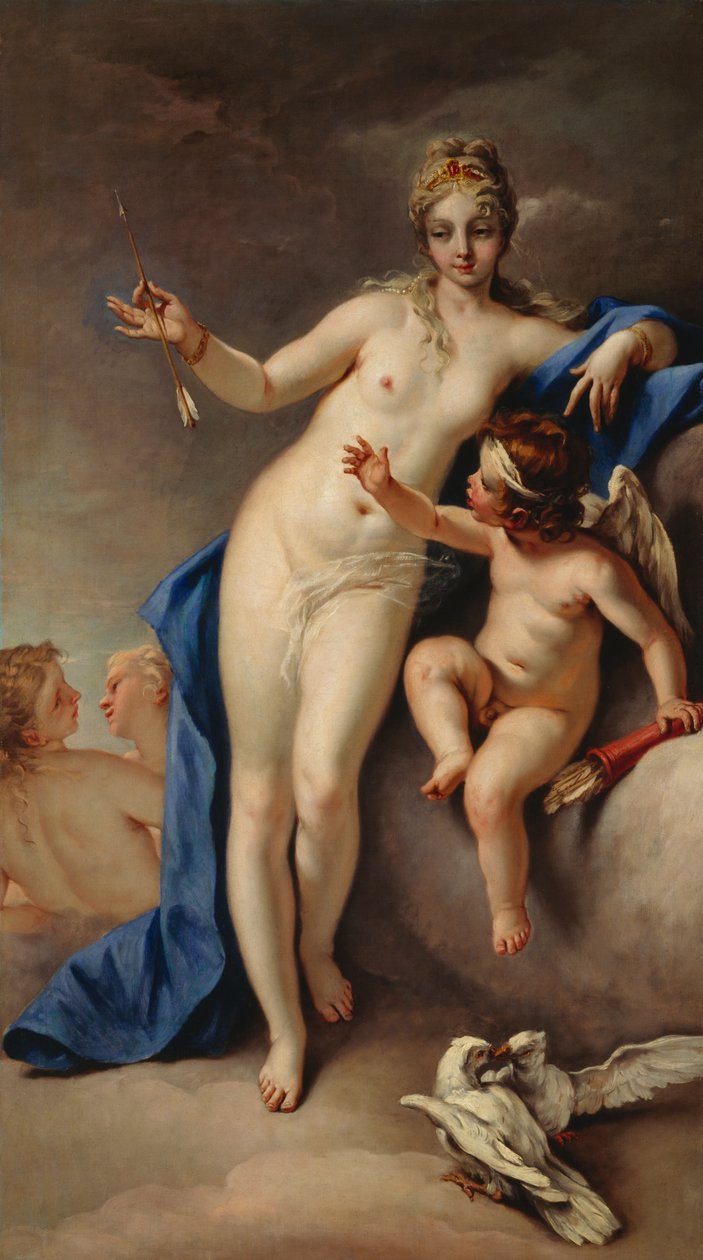 Venuše a Amor (olej na plátně) od Sebastiano Ricci