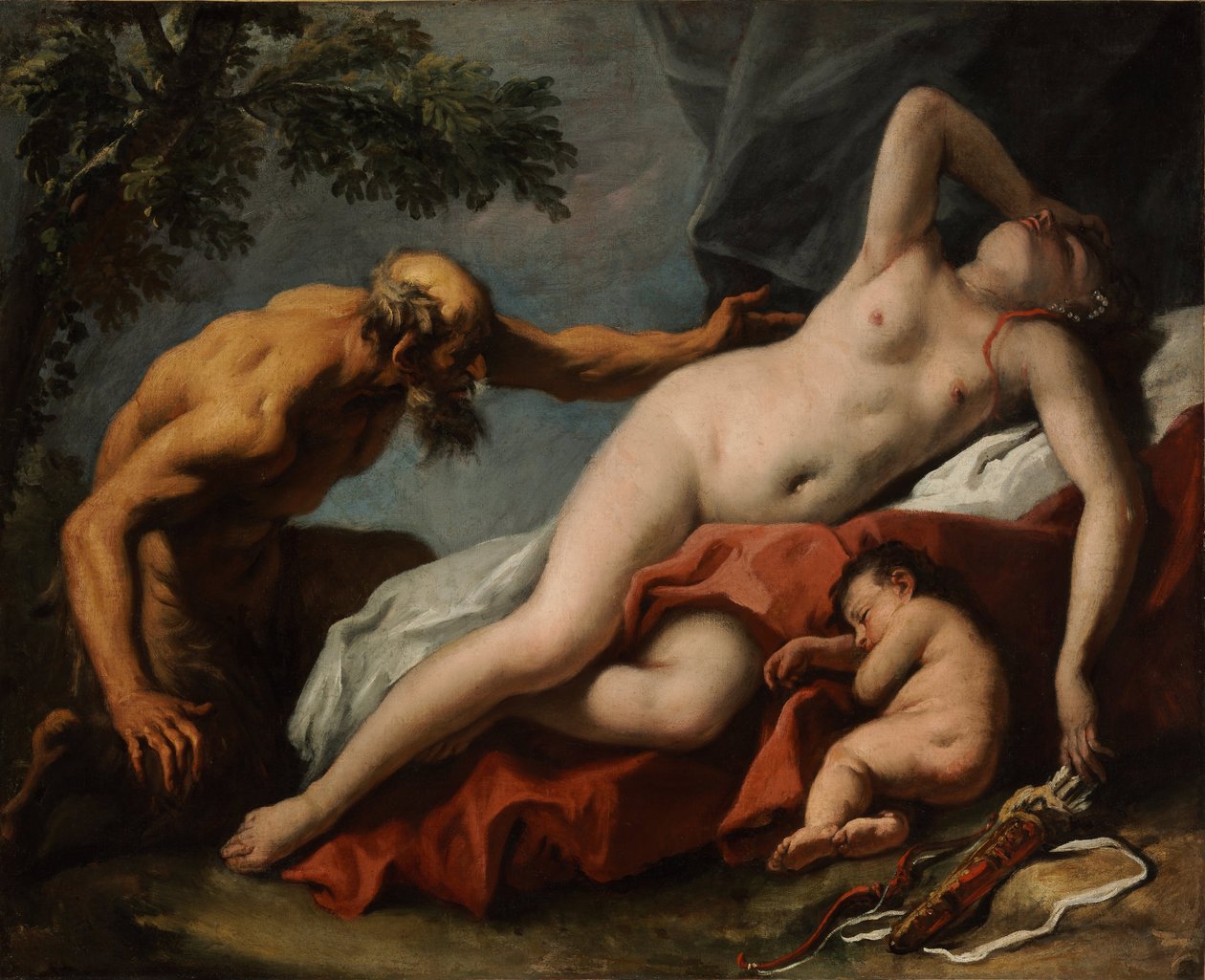 Venuše a satyr - obraz Sebastiana Ricciho od Sebastiano Ricci