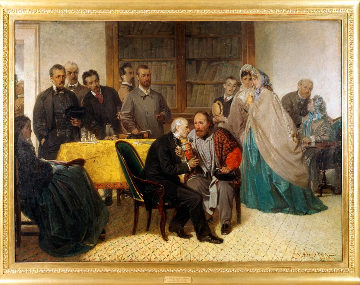 Setkání Giuseppe Garibaldiho (1807-1882) a Alessandra Manzoniho (1785-1873) od Sebastiano de Albertis