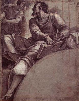 Prorok, kterého oslovil anděl (tisk) od Sebastiano del (c.1485 1547) Piombo