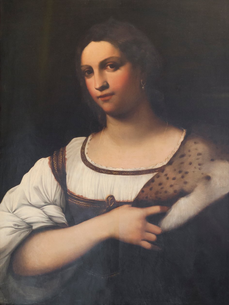 Portrét ženy, nebo Fornarina (olej na panelu) od Sebastiano del (c.1485 1547) Piombo