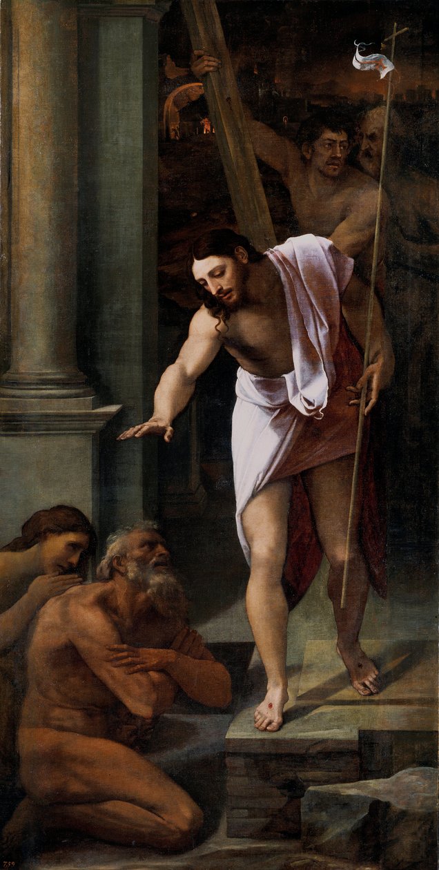 "" Christ aux limbes "" (Kristus v limbu) Obraz Sebastiano del Piombo (1485-1547) 1516 Rozměr 226x114 cm Muzeum Prado, Madrid od Sebastiano del (c.1485 1547) Piombo