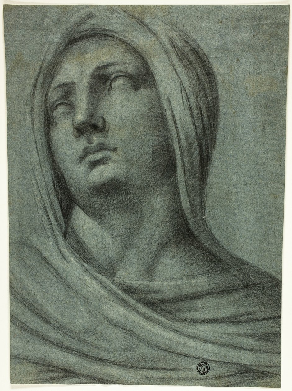 Hlava a ramena zahalené ženy od Sebastiano del Piombo