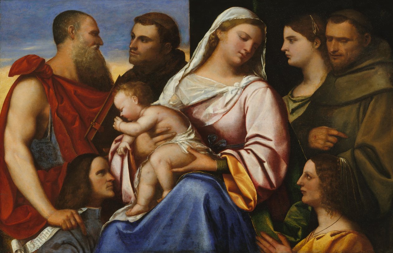 Madona s dítětem se svatými a dárci. od Sebastiano del Piombo